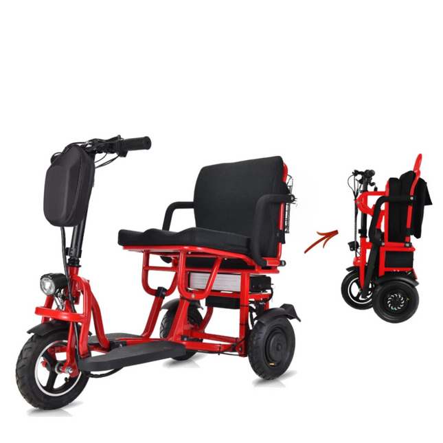 Foldable Electric 3 wheel mobility scooter black Red