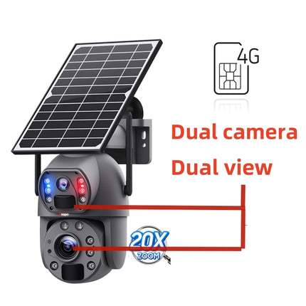 Dual camera 4G SIM SOLAR security camera wireless free batteries with 64GB card Auckland Installation Available