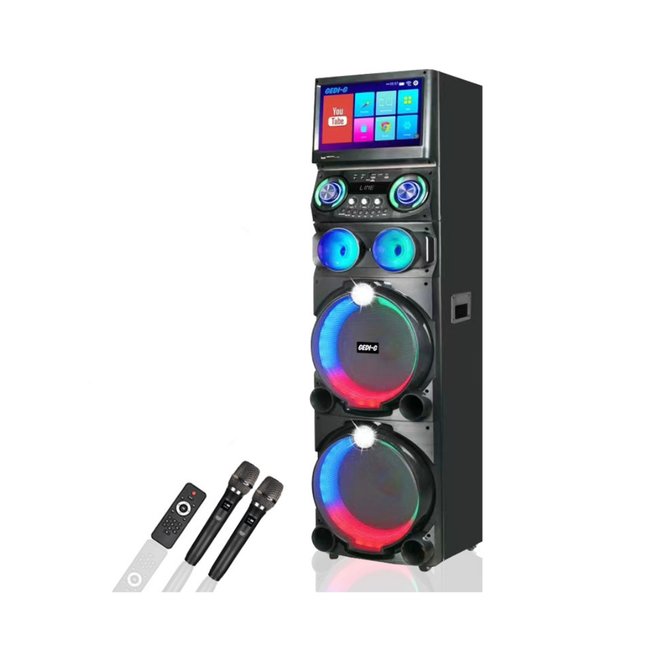 All in 1 Karaoke Machine Touch Screen, Bluetooth party speaker with Wireless microphone