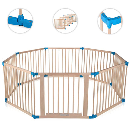 WOODEN BABY PLAYPEN 8PC