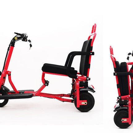 Foldable Electric 3 wheel mobility scooter black Red