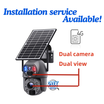 Dual camera 4G SIM SOLAR security camera wireless free batteries with 64GB card Auckland Installation Available