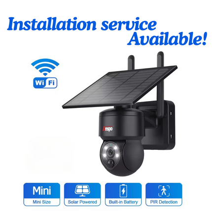Anspo WIFI SOLAR security camera wireless free batteries and 64GB card Black Auckland Installation Available