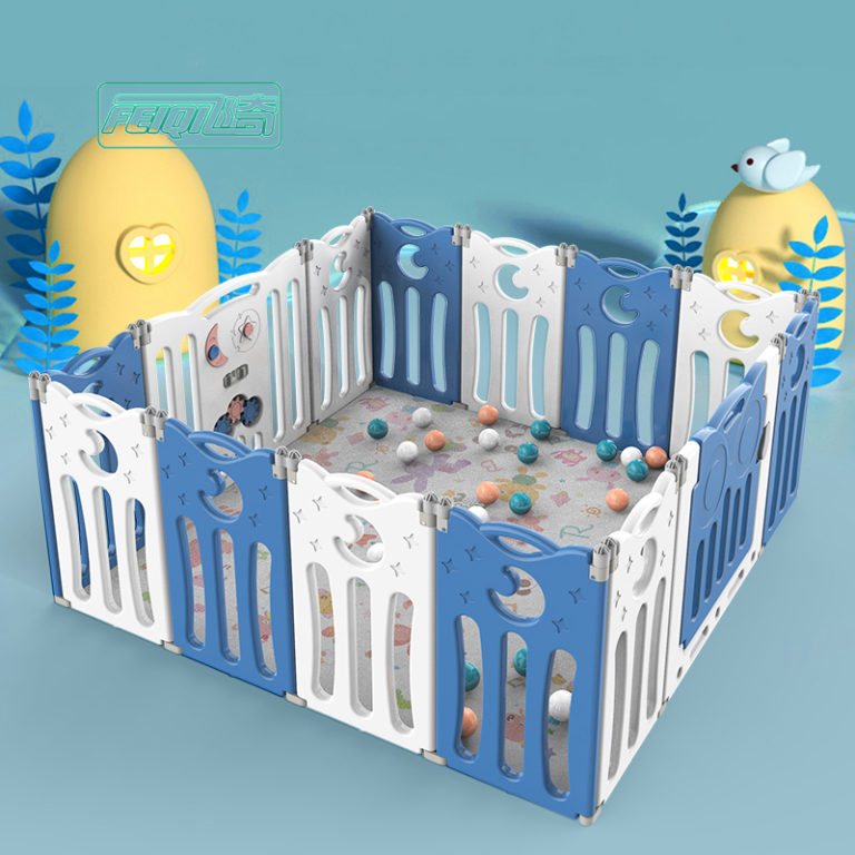 FOLDING PLAYPEN baby PLAYPEN kids play pen 12+2 blue - Kiwi Grab