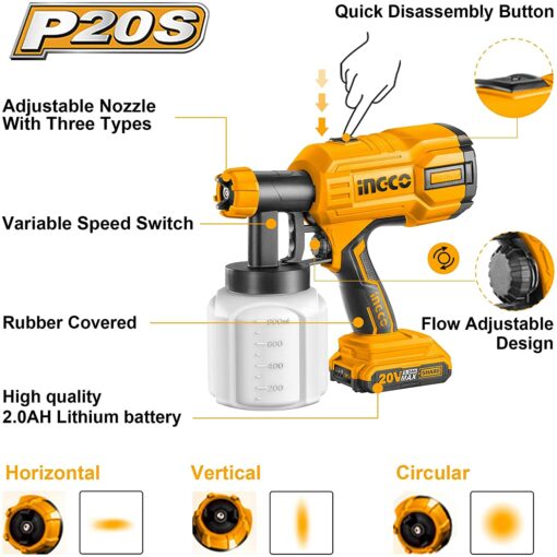 Battery powered electric paint SPRAY GUN INGCO - Kiwi Grab