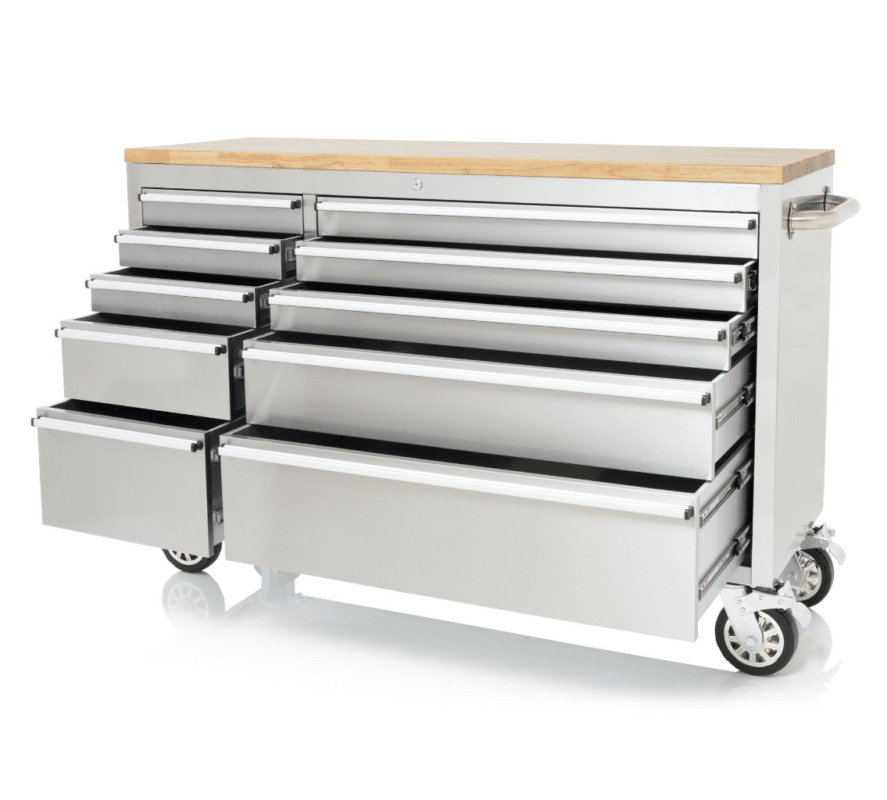 55 Inch Stainless Steel 10 Drawer Work Bench Tool Chest Tool Box Chest